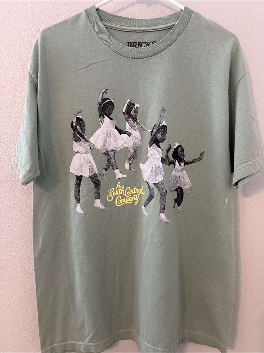 Bricks & Wood Sage Green Tee with Dark Logo